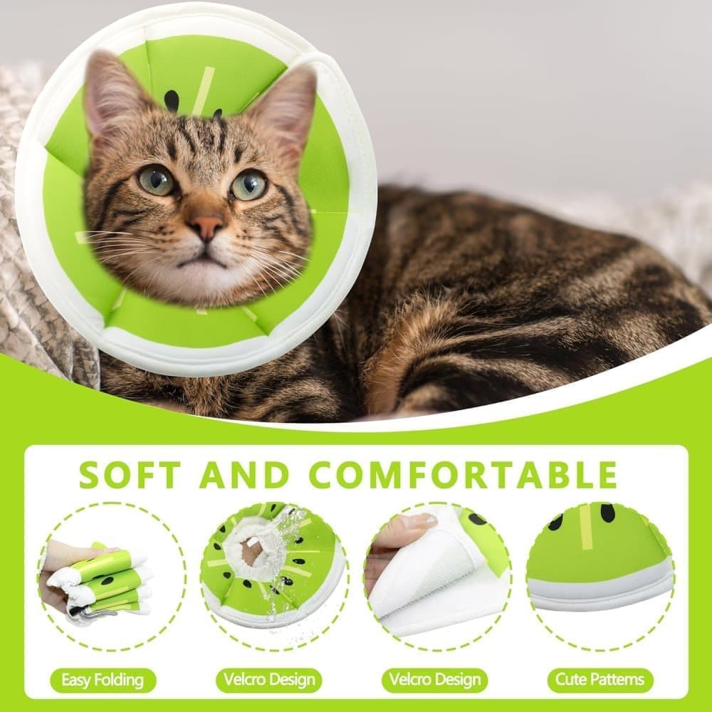 Green Soft Velcro Recovery Collar | Post-Surgery Protection | S
