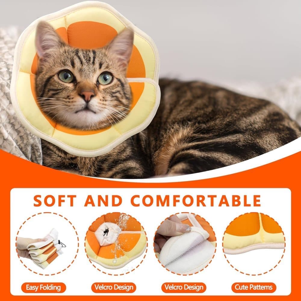 Orange Adjustable Protective Recovery Collar with Velcro | Size M