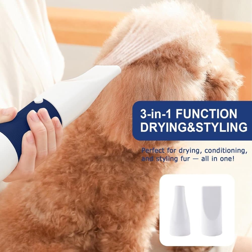 Blue 3-in-1 Pet Hair Dryer with Brush | Dog & Cat
