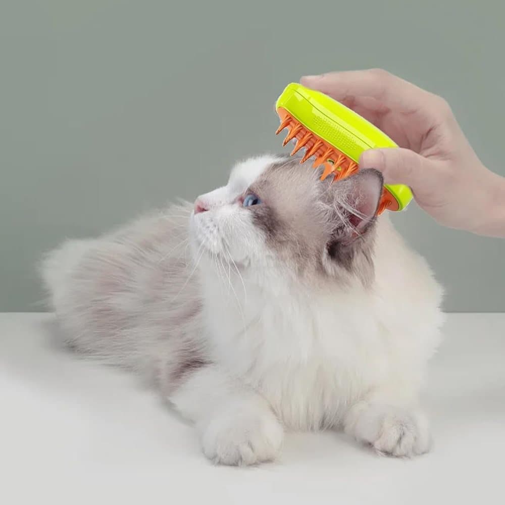 Yellow Multifunctional Pet Steam Grooming Brush | Cats & Dogs