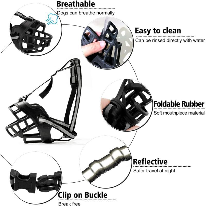 Dog Muzzle with Breathable Mesh and Nylon Headband for Small Medium
