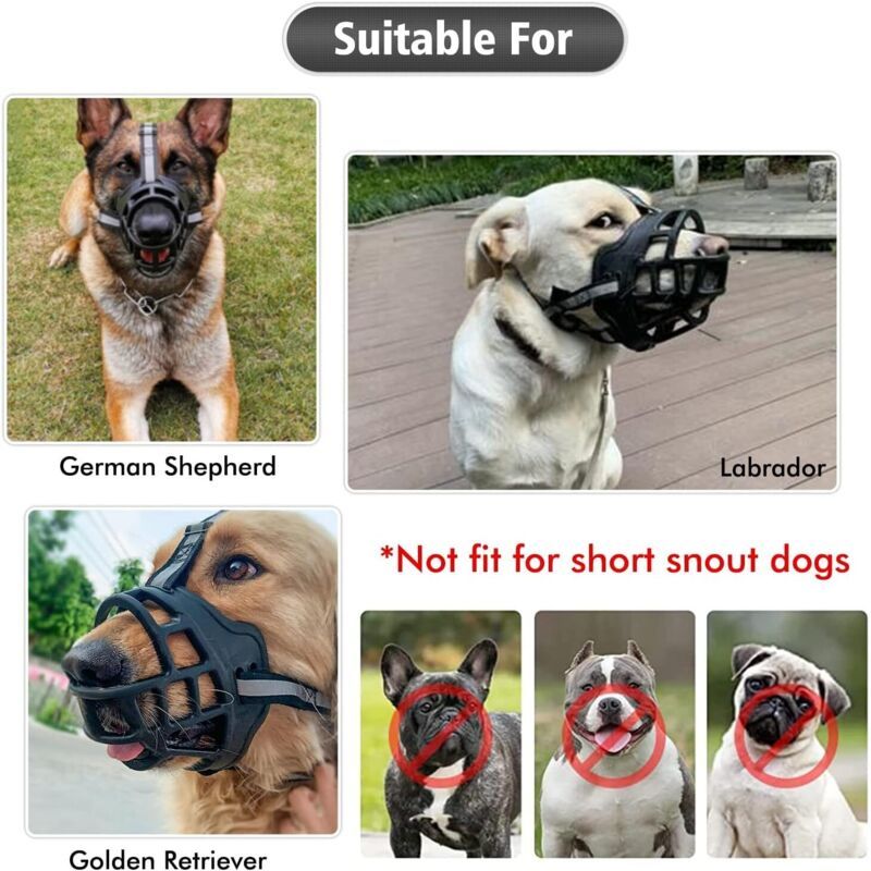 Dog Muzzle with Breathable Mesh and Nylon Headband for Small Medium