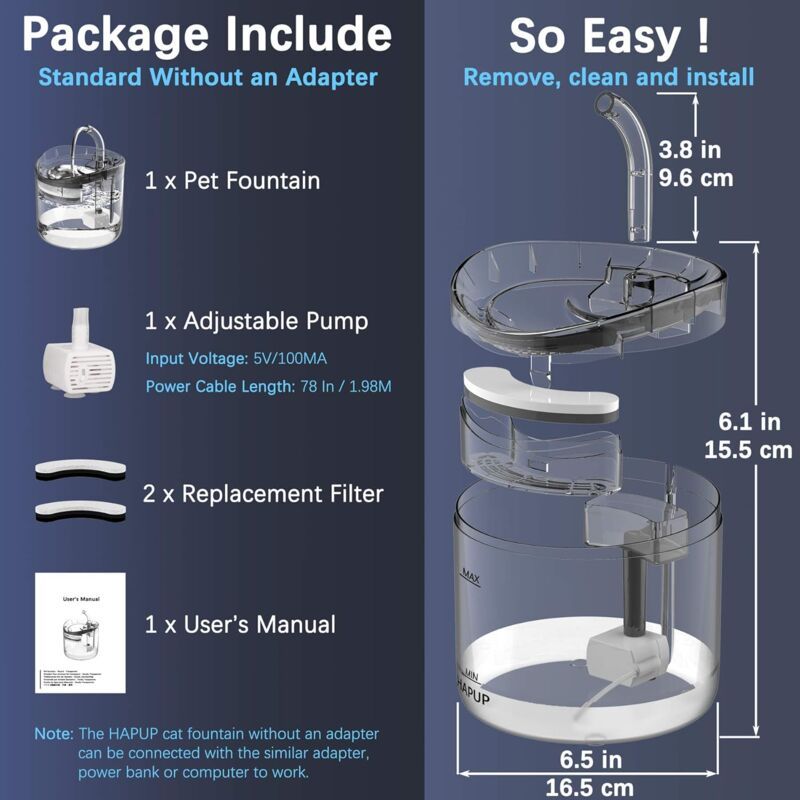 Automatic Cat Water Fountain 1.8L | USB Pump | Carbon Filter