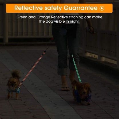 Retractable Double Dog Leash with 2 Cords 360 Degree Tangle Free Black
