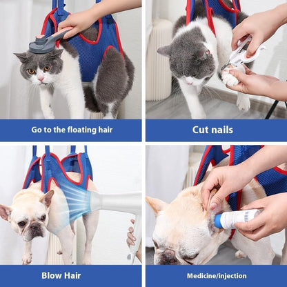 Blue Size S Pet Grooming Hammock | Nail Trimming Aid | Cat & Dog