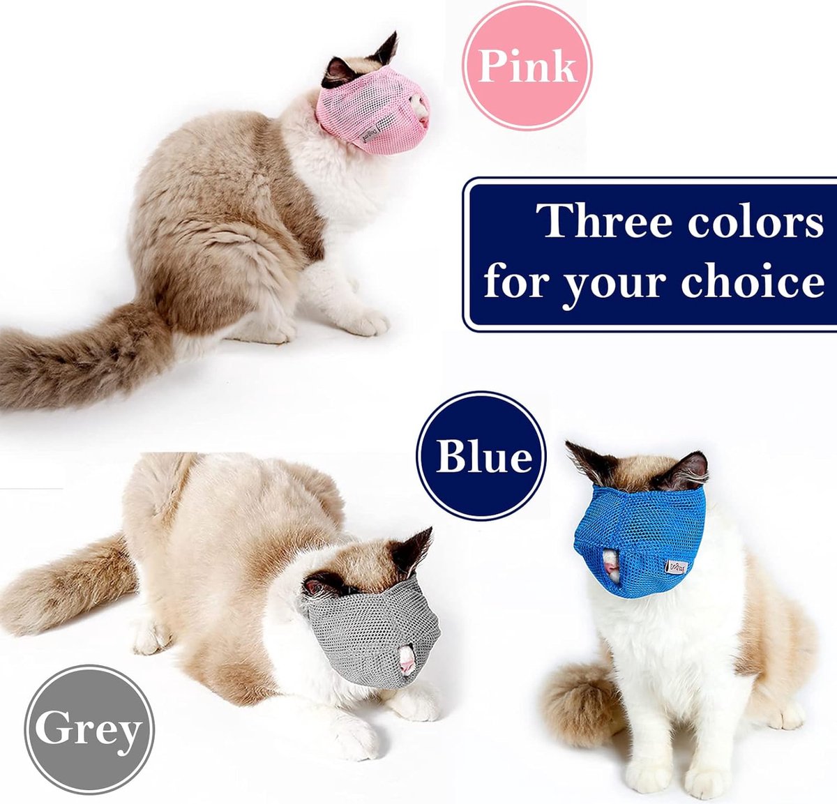 6-Pack Breathable Cat Muzzle | Size L | Nylon