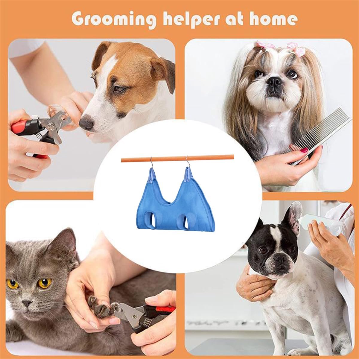 11-Piece Pet Grooming Hammock | Blue