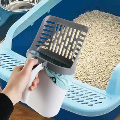 Cat Litter Scoop with Collection Tray & 8 Rolls Waste Bags | Dirt-Free