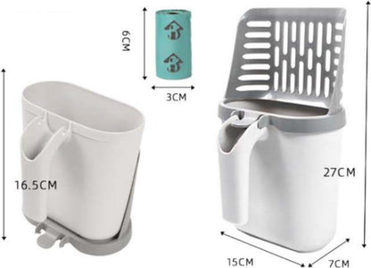 Cat Litter Scoop with Collection Tray & 8 Rolls Waste Bags | Dirt-Free
