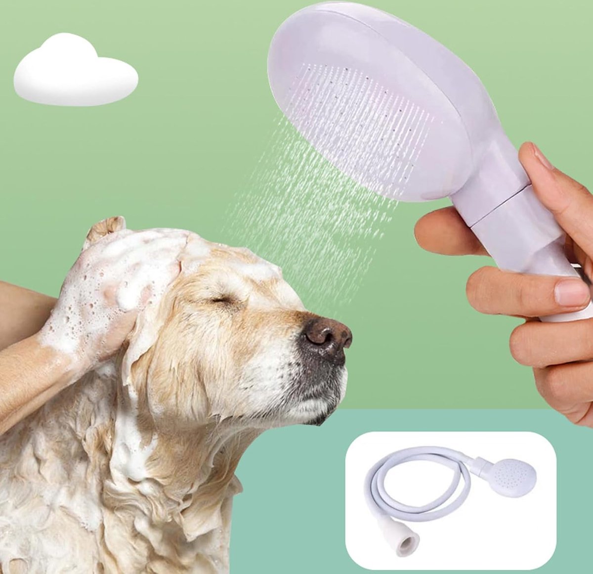 Pet Bath & Shower Set | Dog & Cat Shower Head & Sprayer | White