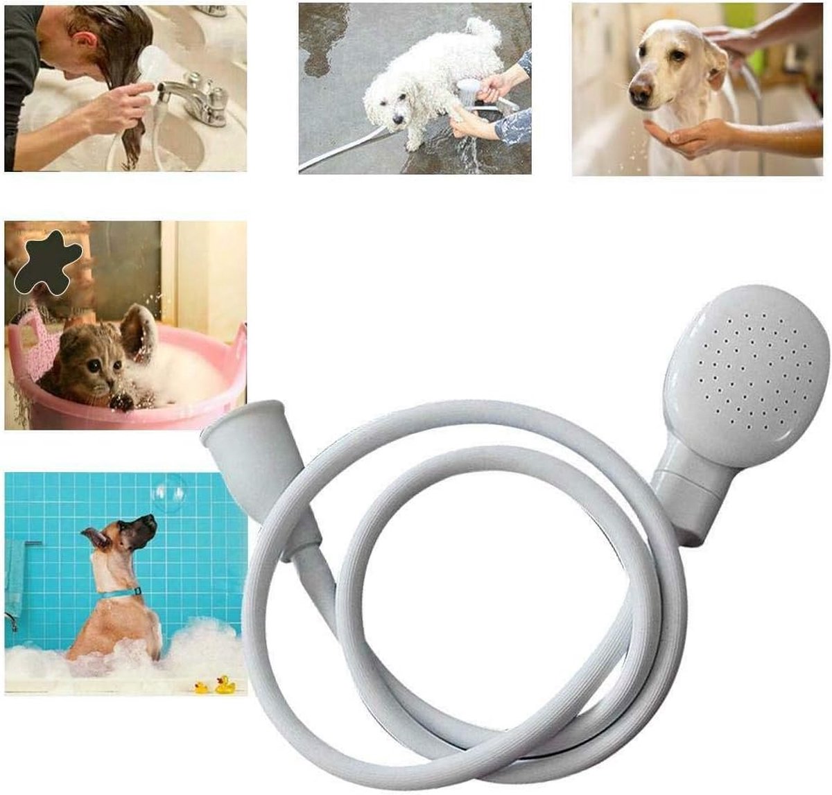 Pet Bath & Shower Set | Dog & Cat Shower Head & Sprayer | White
