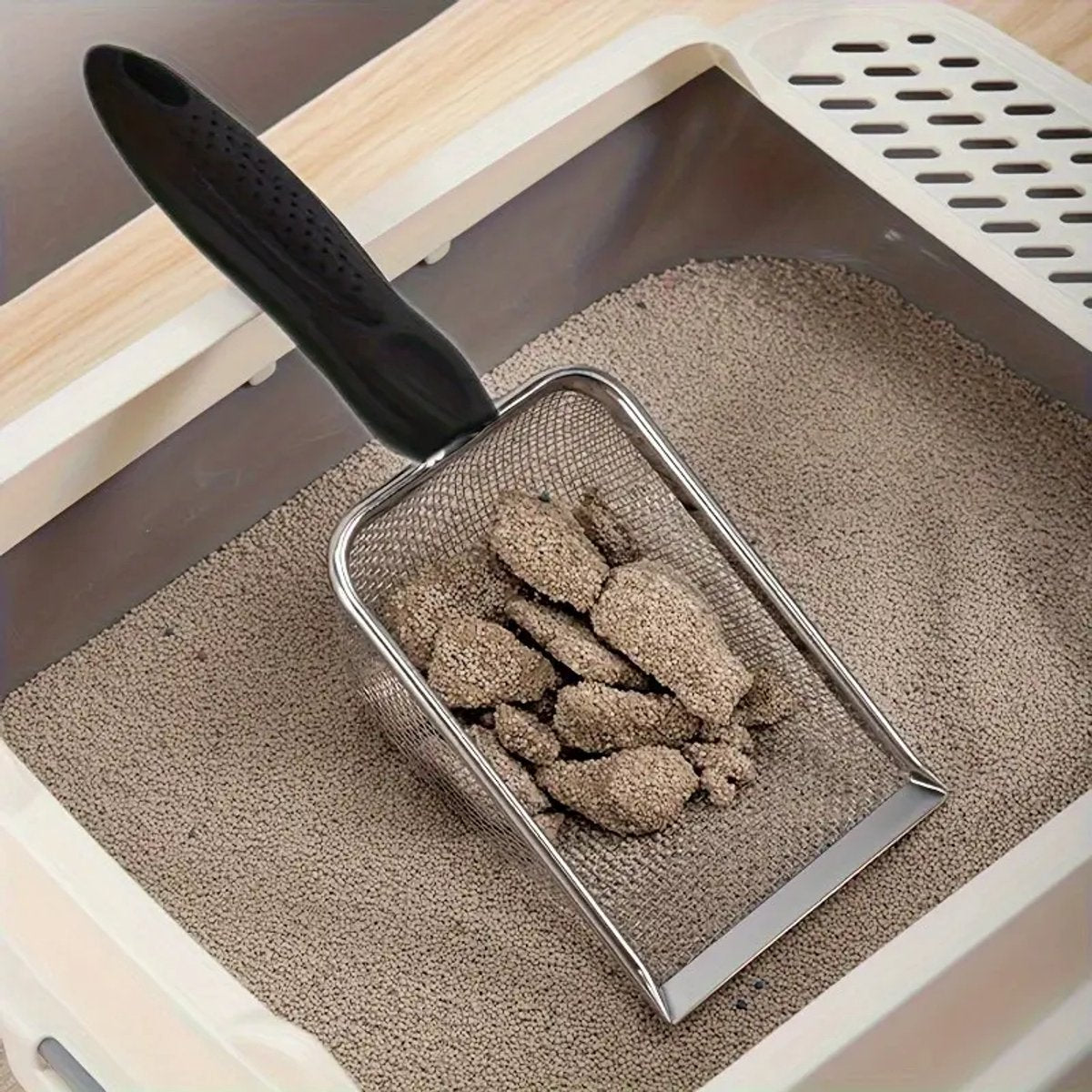 Ergonomic Stainless Steel Cat Litter Scoop