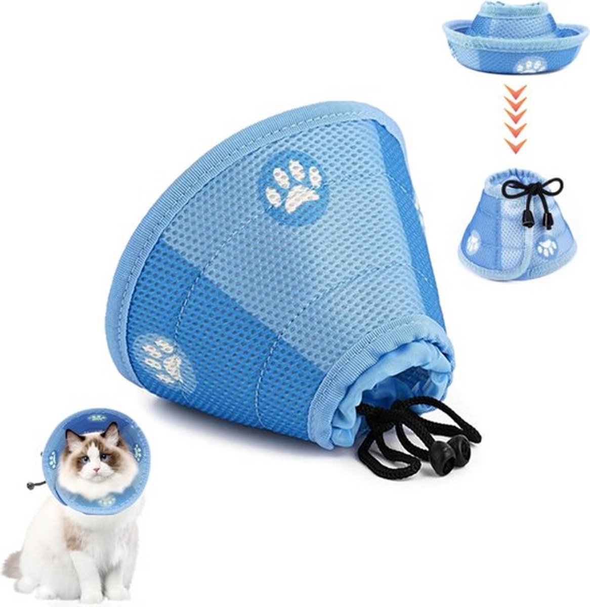 Blue Size L Soft Adjustable Cat Recovery Collar