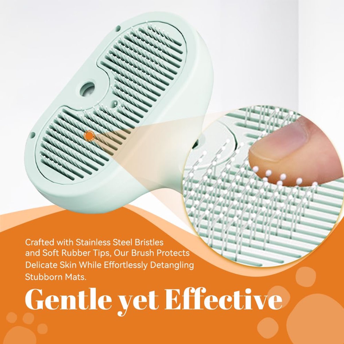 White 3-in-1 Pet Steam Brush & Spray Shedding Comb | Dog & Cat