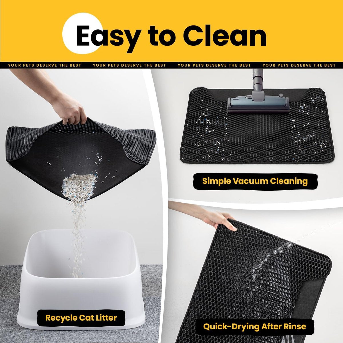 Black Double Layer Cat Litter Mat | 30 x 45 cm