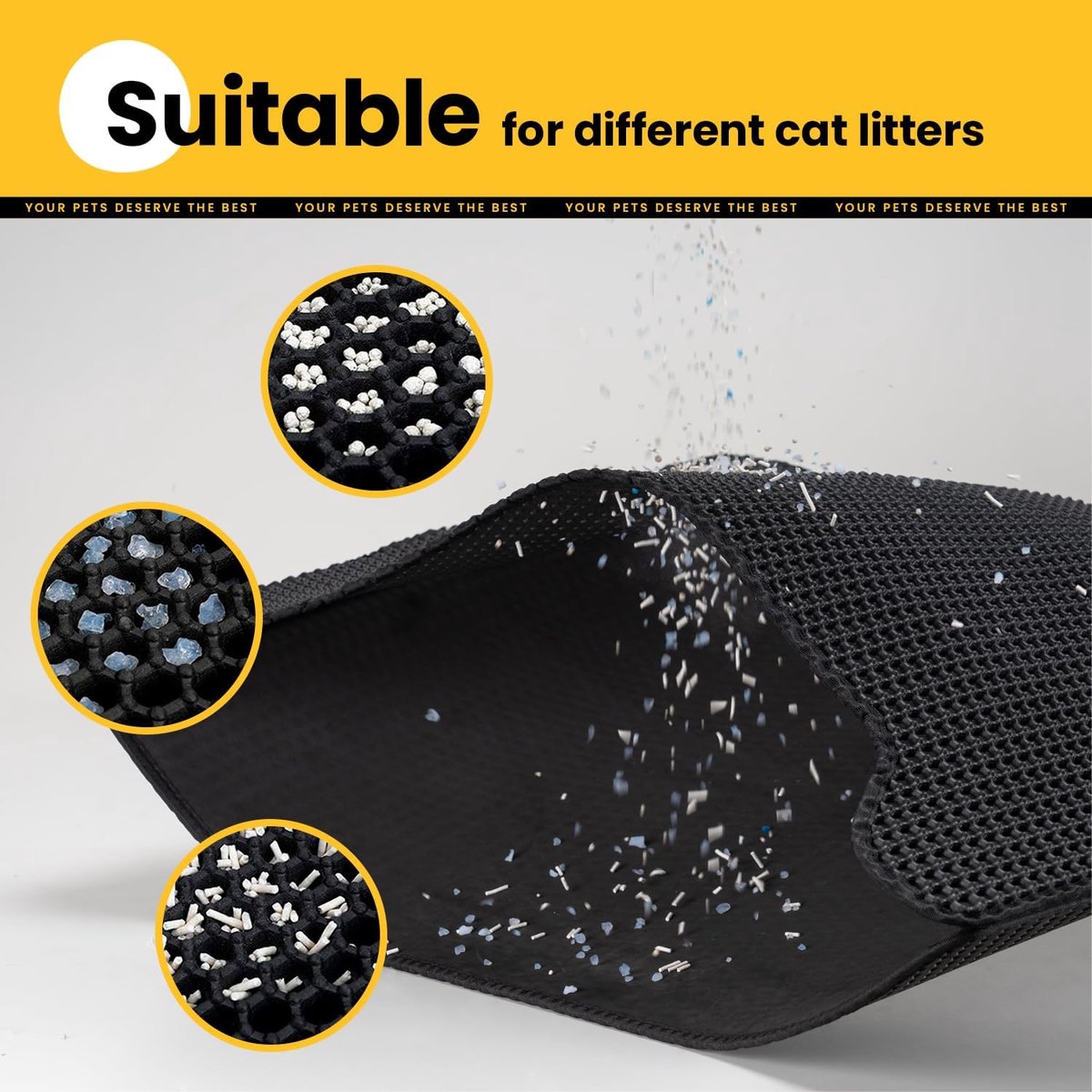 Black Double Layer Cat Litter Mat | 30 x 45 cm