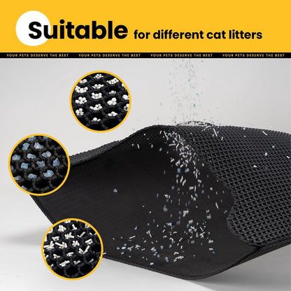 Black Double Layer Cat Litter Mat | 30 x 45 cm