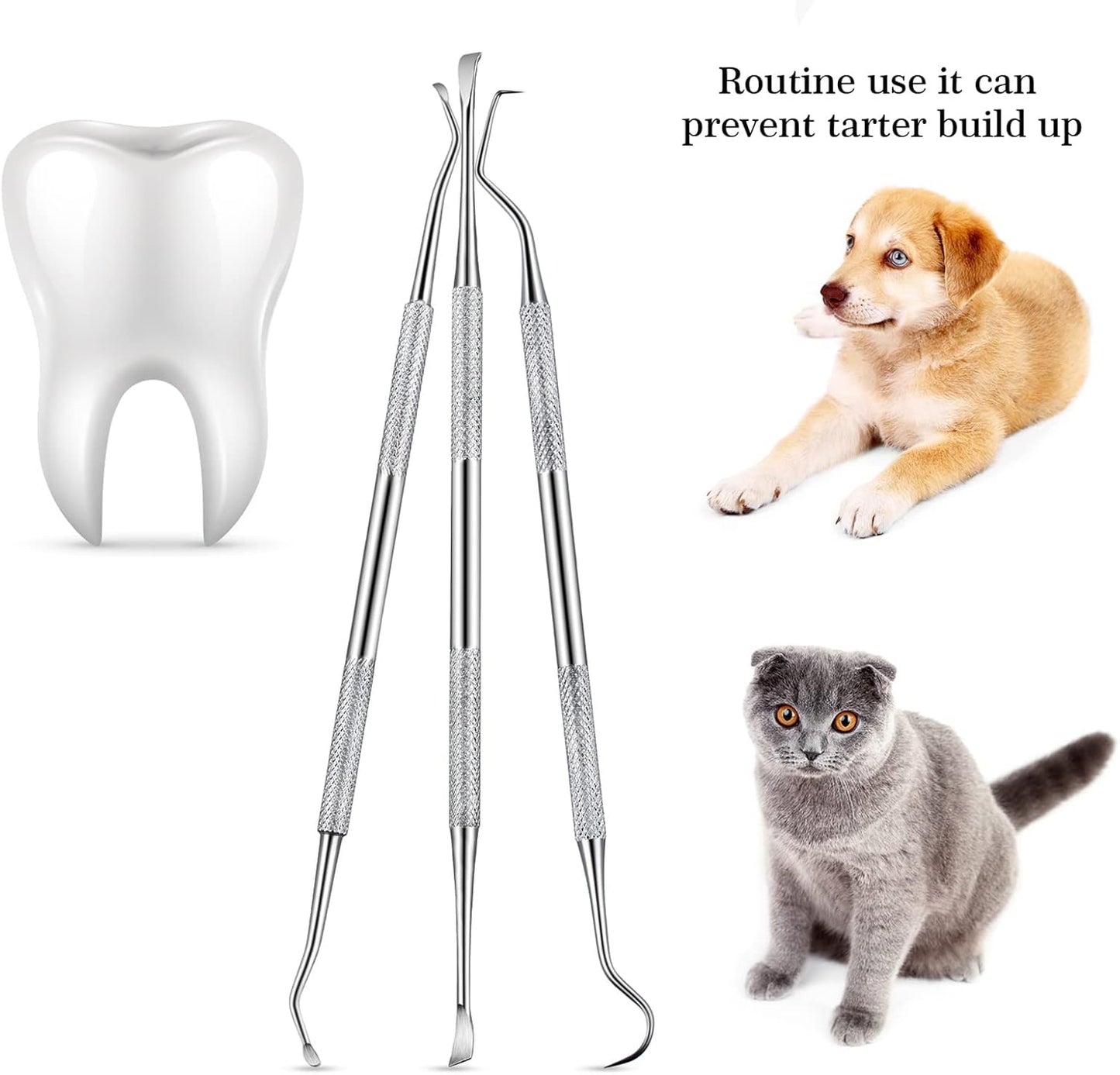 3-Piece Dog & Cat Dental Tooth Scaler Set | Double-Headed