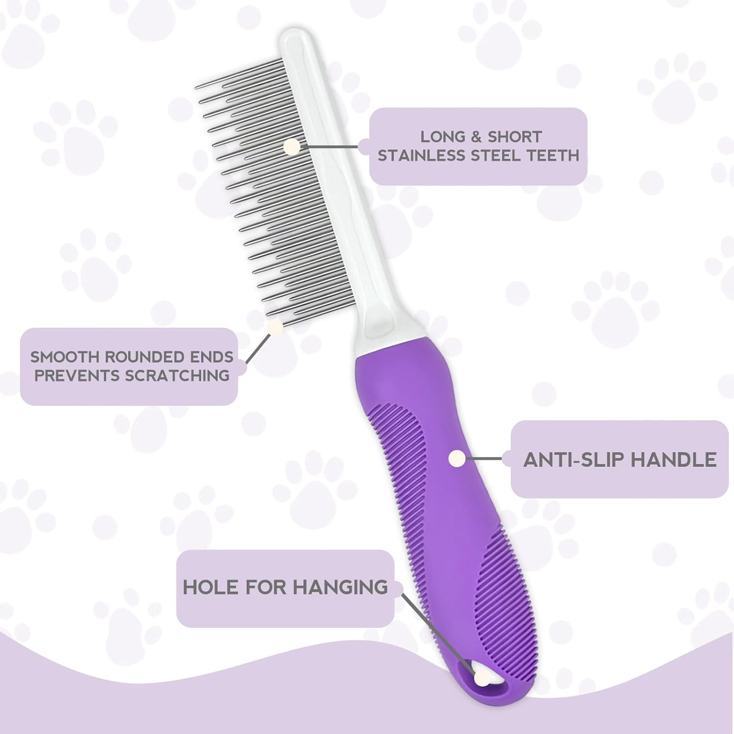 Purple Detangling Pet Comb | Dogs & Cats