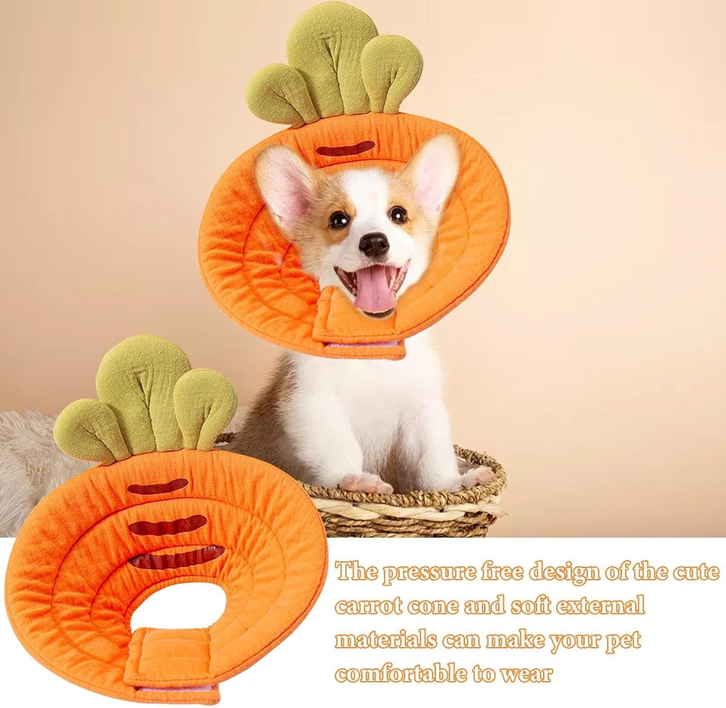 Carrot Shape Soft Pet Cone Collar | Small