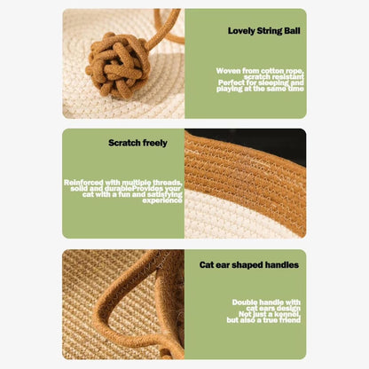 Cotton Rope Woven Cat Bed Basket | Built-in Teasing Ball