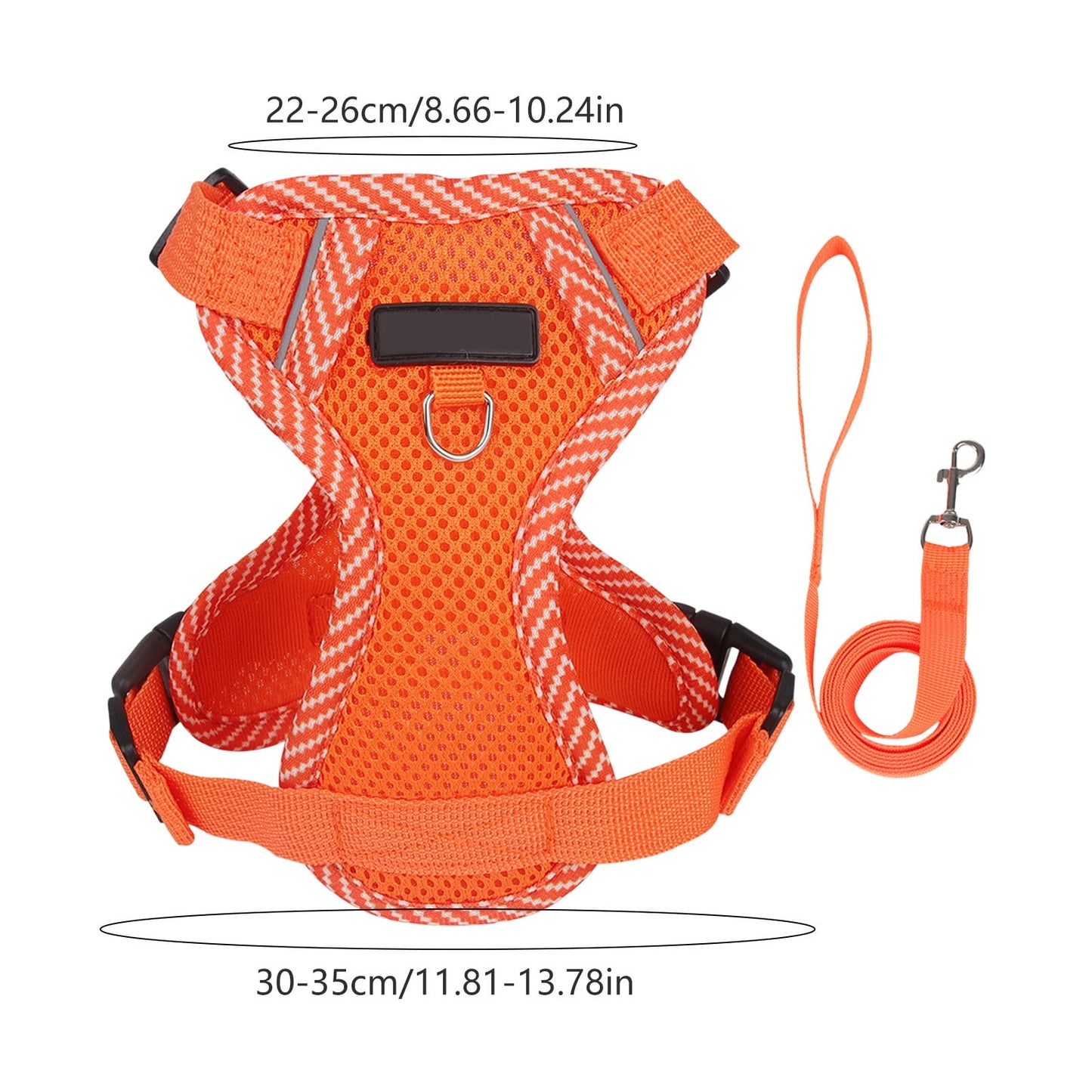 Orange Reflective Step-In Dog & Cat Harness with Lead