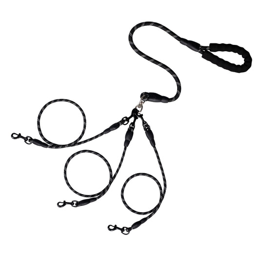 No-Tangle 3-Dog Bungee Leash | Heavy Duty | Reflective | Absorbing (4)