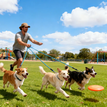 No-Tangle 3-Dog Bungee Leash | Heavy Duty | Reflective | Absorbing (2)