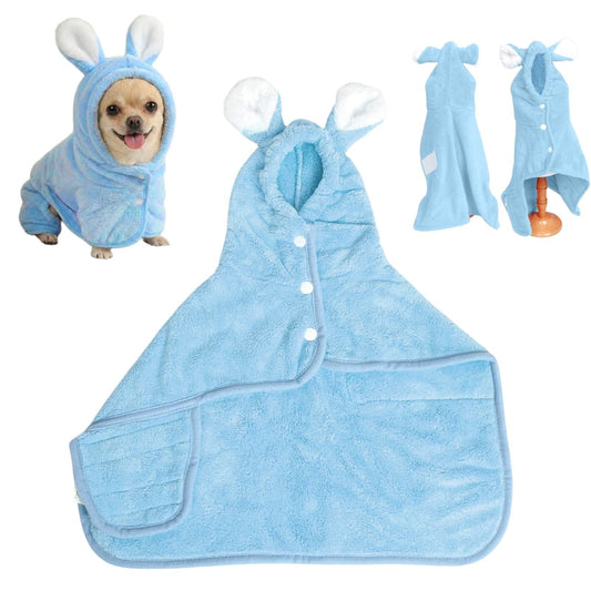 Puppy Bathrobe with Hood | XS Blue