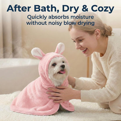 Puppy Bathrobe with Hood | M Pink