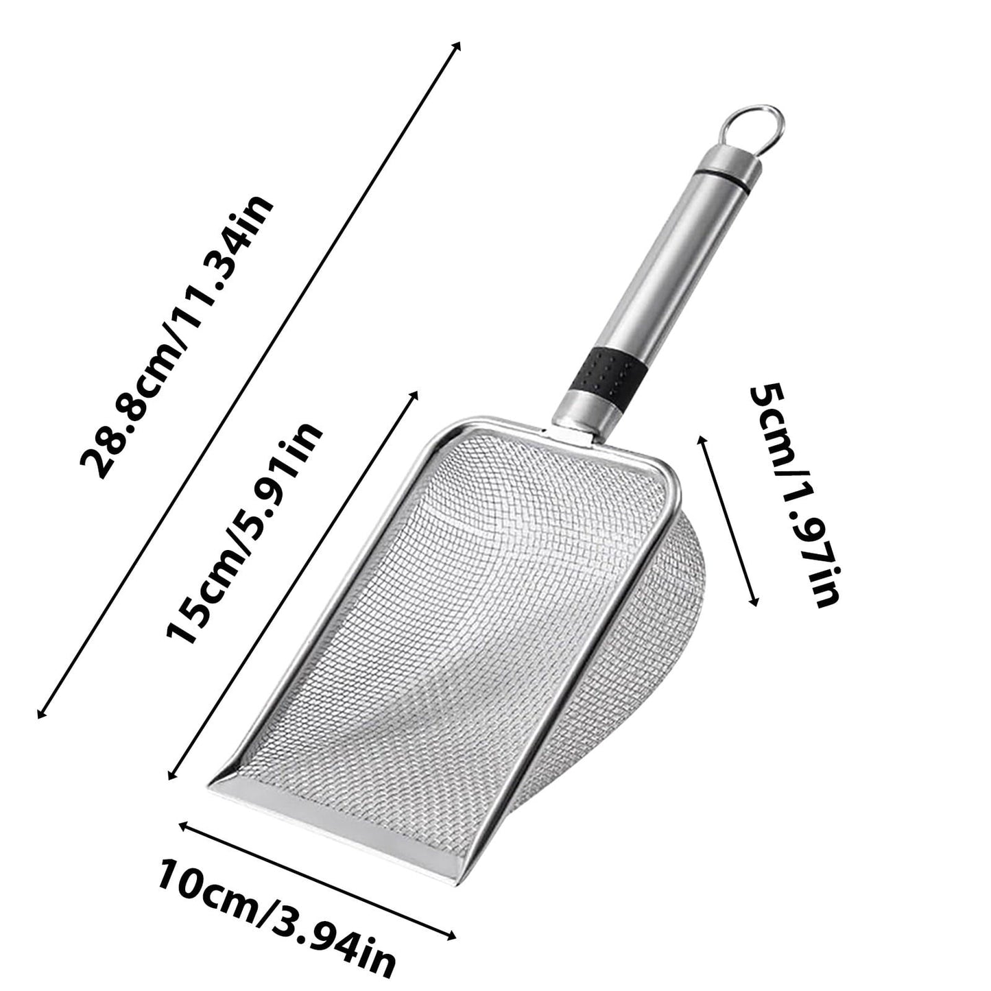 Stainless Steel Cat Litter Shovel | Fine Mesh | Easy Grip