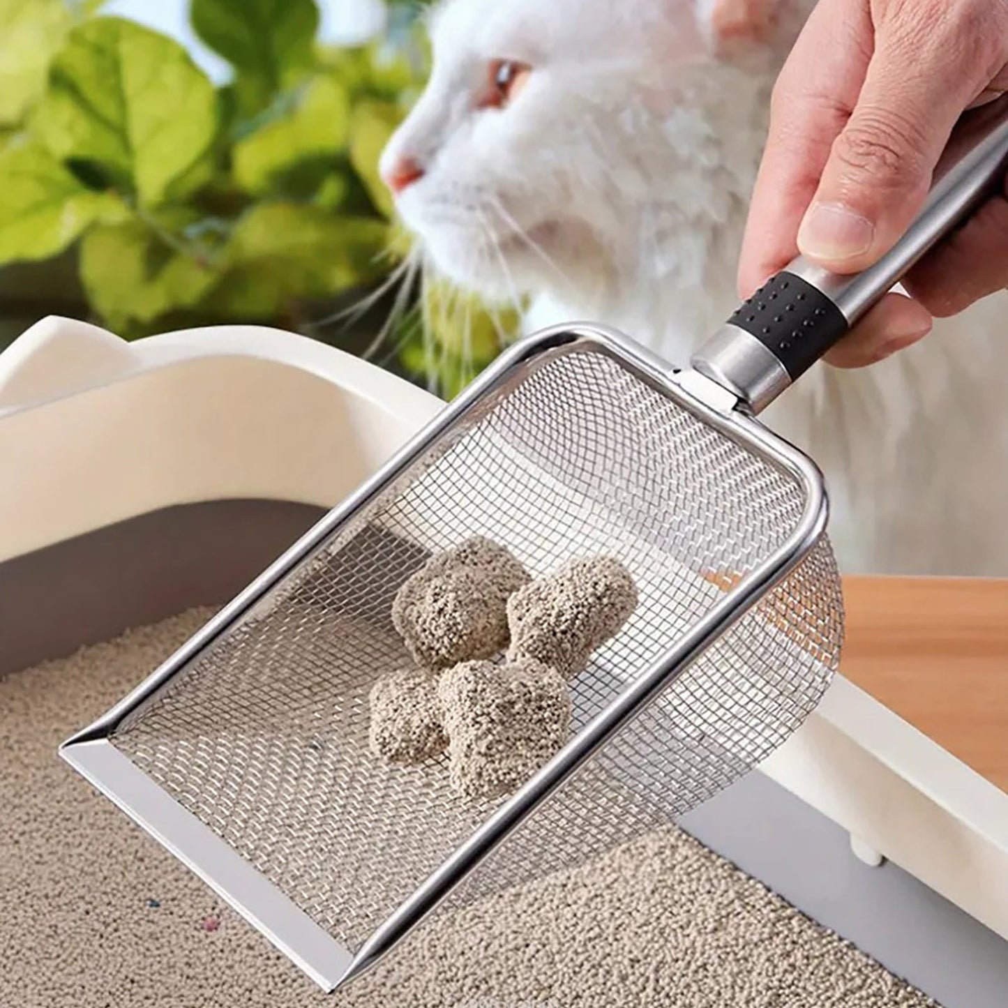 Stainless Steel Cat Litter Shovel | Fine Mesh | Easy Grip