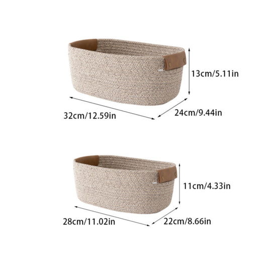 Cotton Rope Pet Basket with Leather Handles | 11 Inch Coffee
