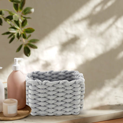 Cat Ears Pet Toy Organizer Basket | 3-Pack Woven Cotton Rope | Beige