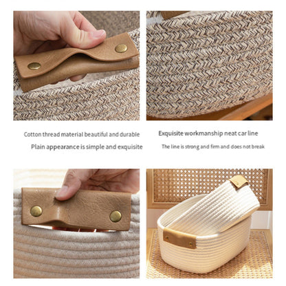 Cat Ears Pet Toy Organizer Basket | Woven Cotton Rope | Coffee