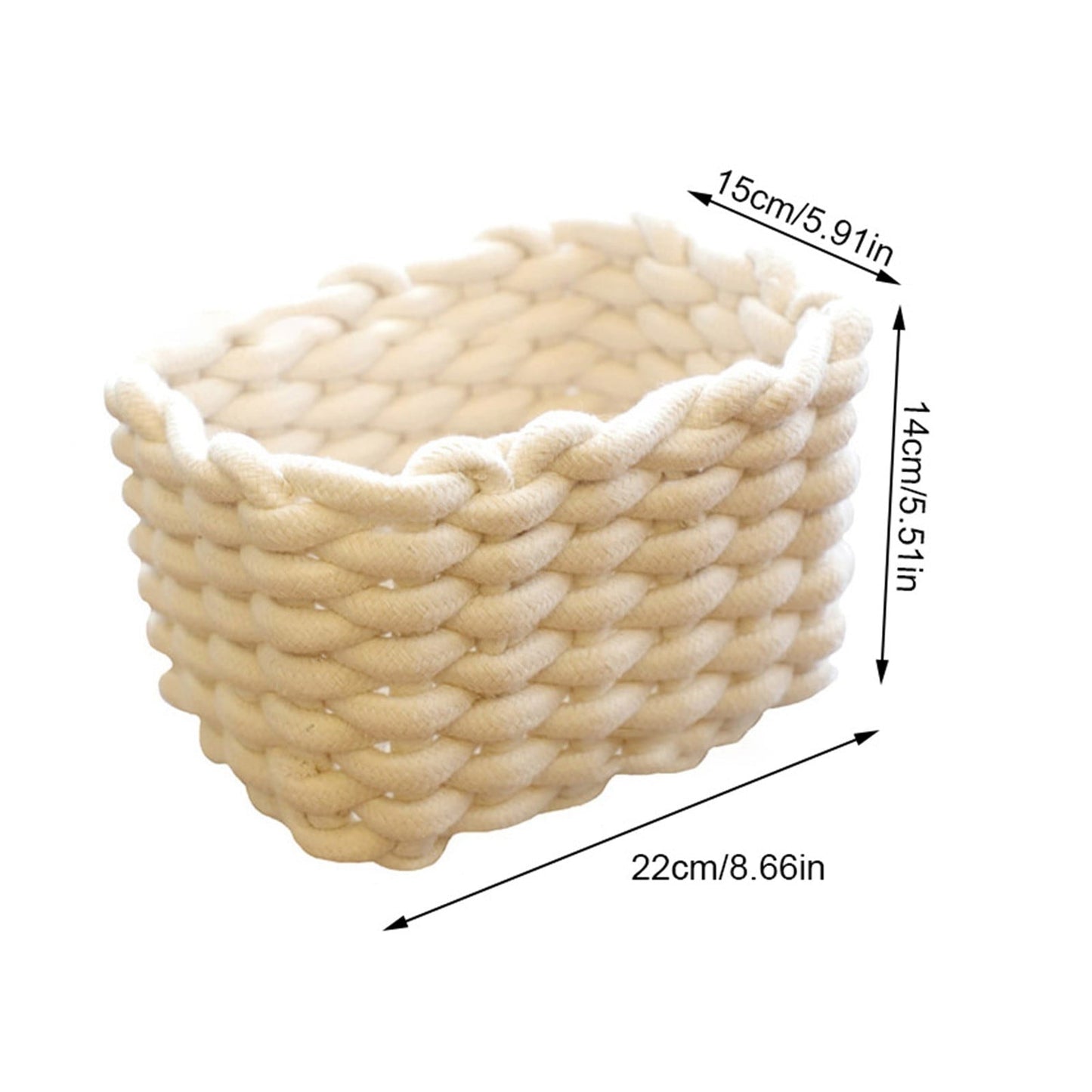 Cat Ears Pet Toy Organizer Basket | Woven Cotton Rope | Yellow