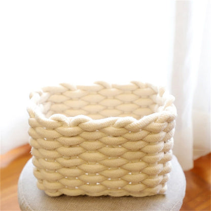 Cat Ears Pet Toy Organizer Basket | Woven Cotton Rope | Yellow
