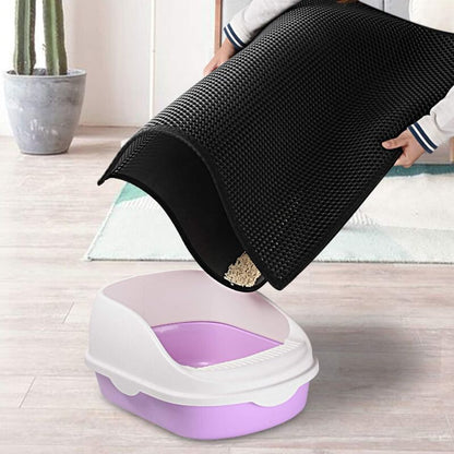 Double Layer Cat Litter Mat | Anti-Tracking | Black | 30 x 45 cm