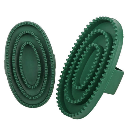 2pcs Soft Rubber Curry Comb Brush with Handle for Horses