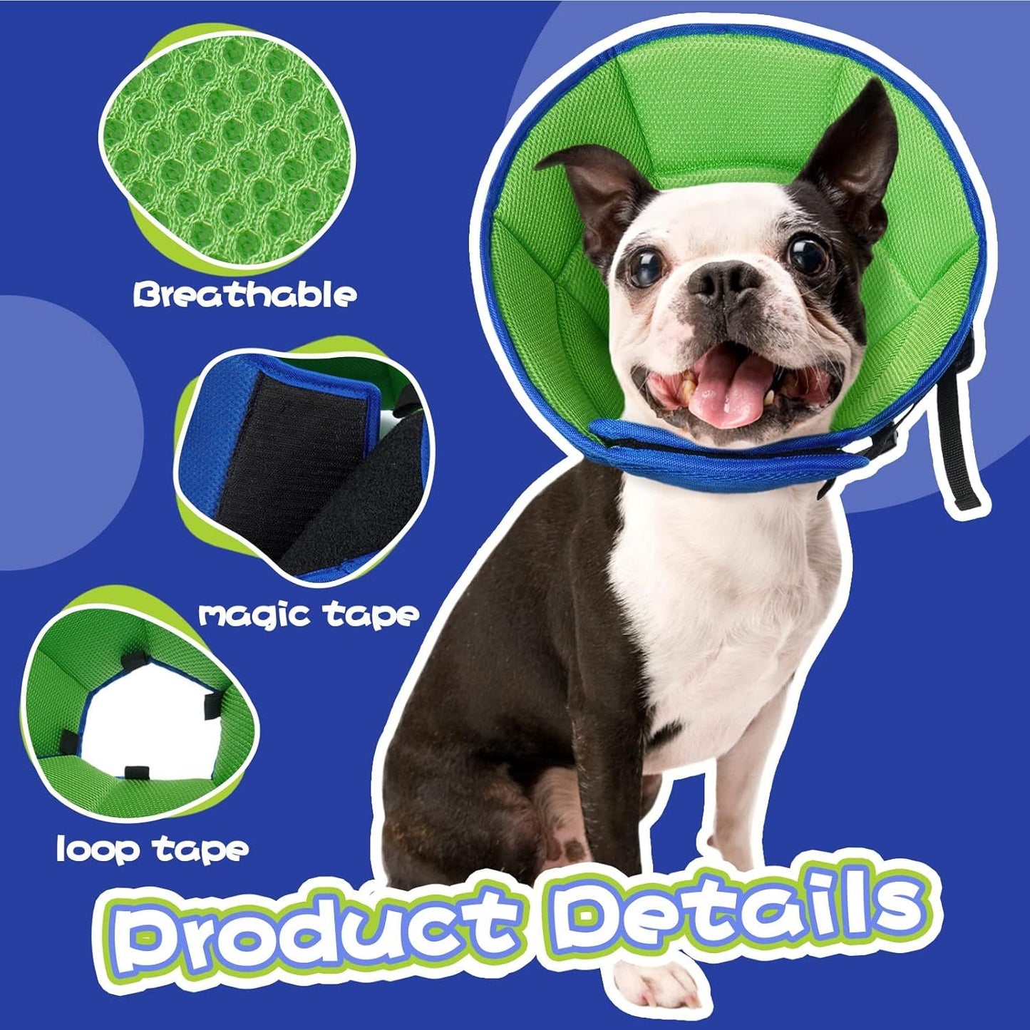 Dog Cone Recovery Collar | Adjustable Soft Elizabethan Collar | Size S