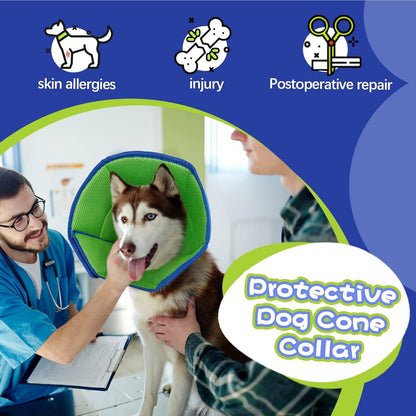 Dog Cone Recovery Collar | Adjustable Soft Elizabethan Collar | Size S