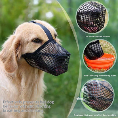 Dog Muzzle, Mesh Muzzles for Small Large Dogs — M Black