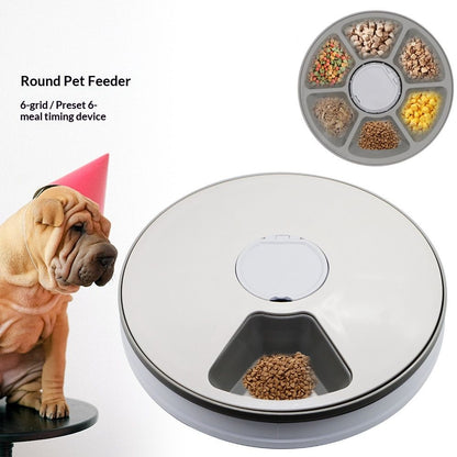 Automatic 6 Bowl Digital Timer-Controlled Pet Feeder