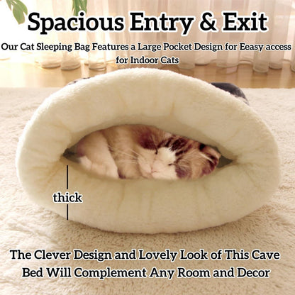 Cat Bed Cave Sleeping Bag, Pet Mat Warming Pad Sack for Cats and Small