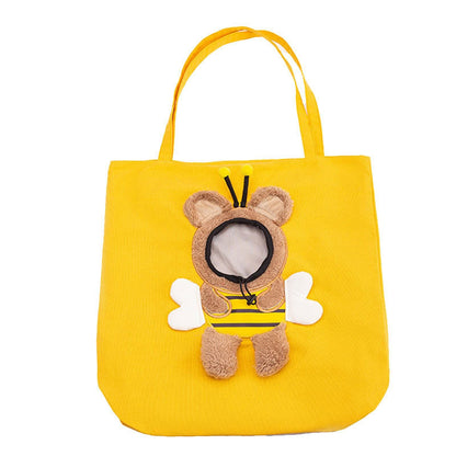 Bee-Shaped Pet Canvas Shoulder Carrier Bag | Outdoor Pet Tote | Large