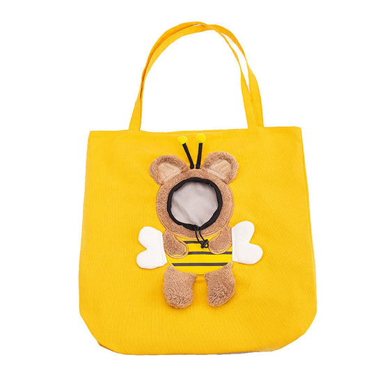 Bee-Shaped Pet Canvas Shoulder Carrier Bag | Outdoor Pet Tote | Large