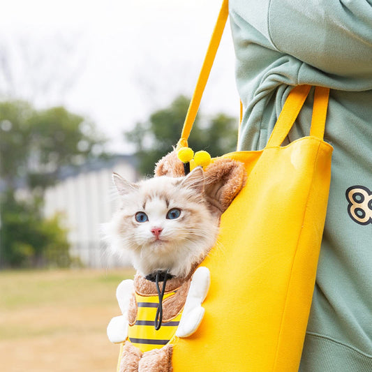 Bee-Shaped Pet Canvas Shoulder Carrier Bag | Outdoor Pet Tote | Large