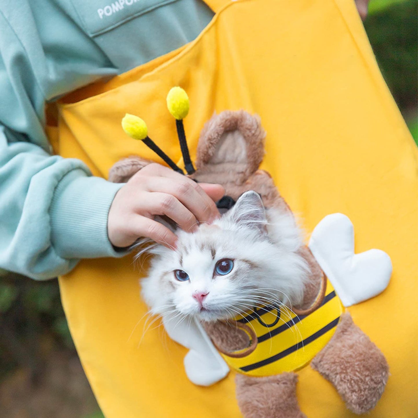 Bee-Shaped Pet Canvas Shoulder Carrier Bag | Outdoor Pet Tote | Large