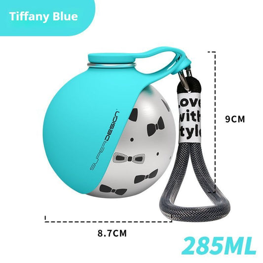 Portable Pet Water Bottle with Dispenser Bowl | Blue Floral