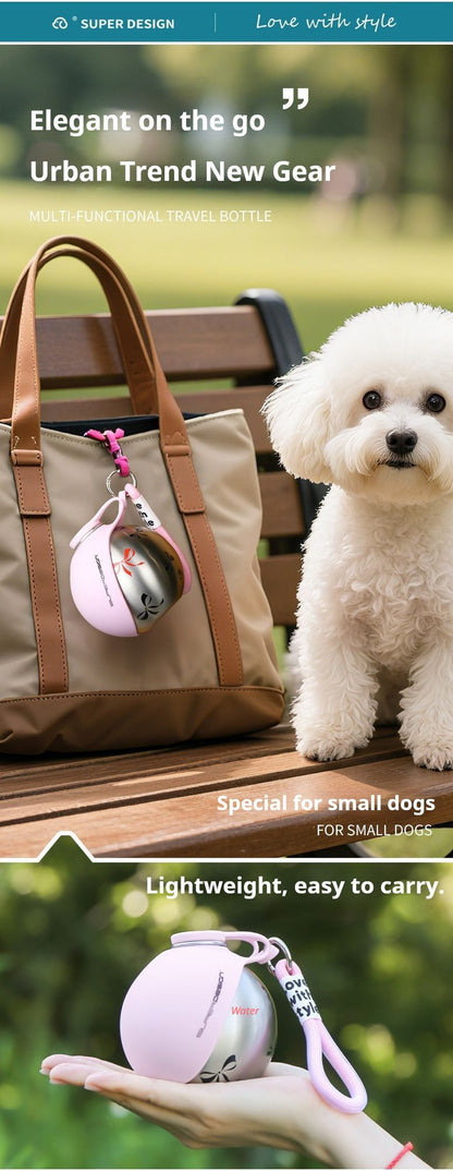 Portable Pet Water Bottle with Dispenser Bowl | Blue Floral